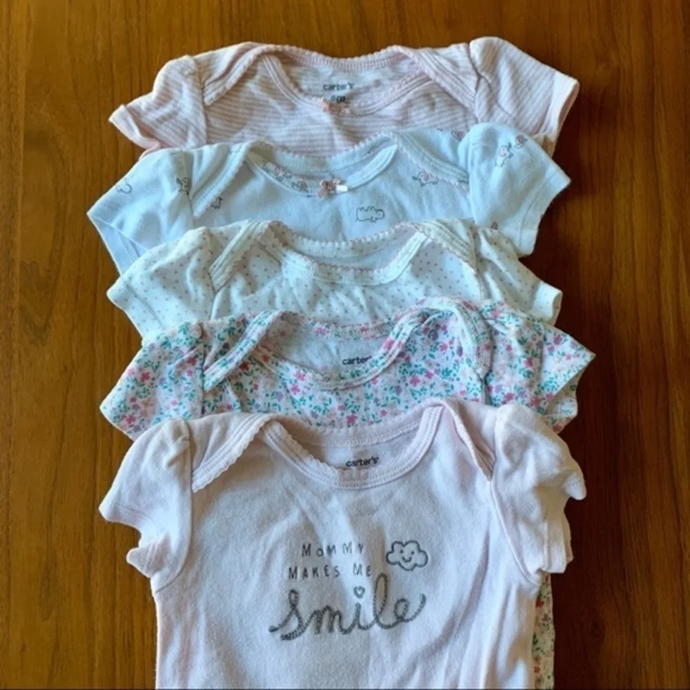 NFS. Carter’s pink 5 pack baby girl onesie set